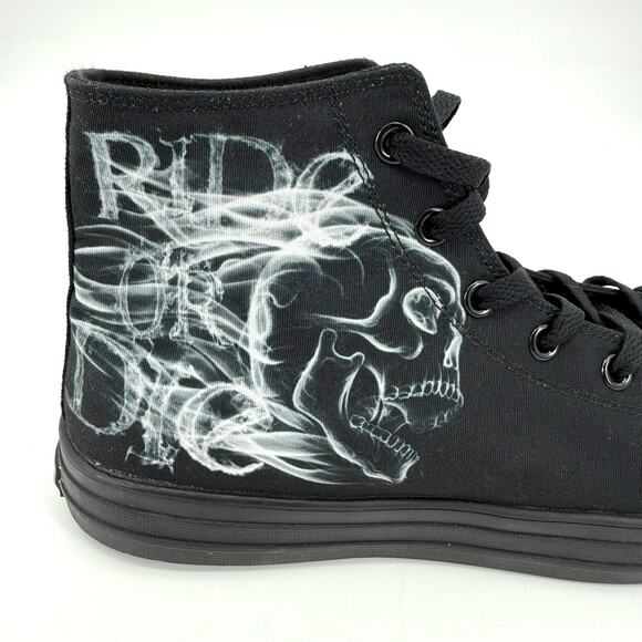 RAAD Shop Other - RAAD Shop Black High Top Canvas Sneaker Skull Ride or Die Graphic Men’s Size 14M